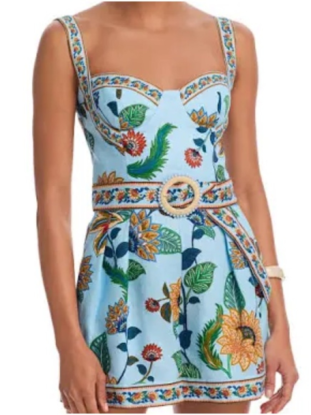 Farm Rio Delhi romper Dress with Belt - Light Blue